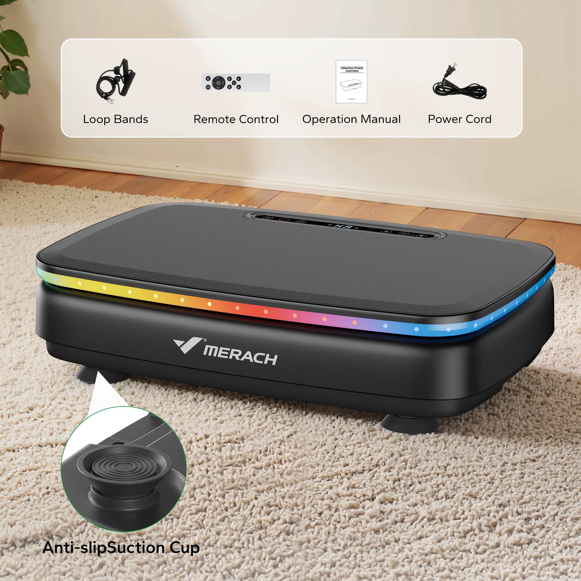 Vibration Plate Exercise Machine with Light Whole Body Workout Power Vibrate Platform Vibration Plate Lymphatic Drainage